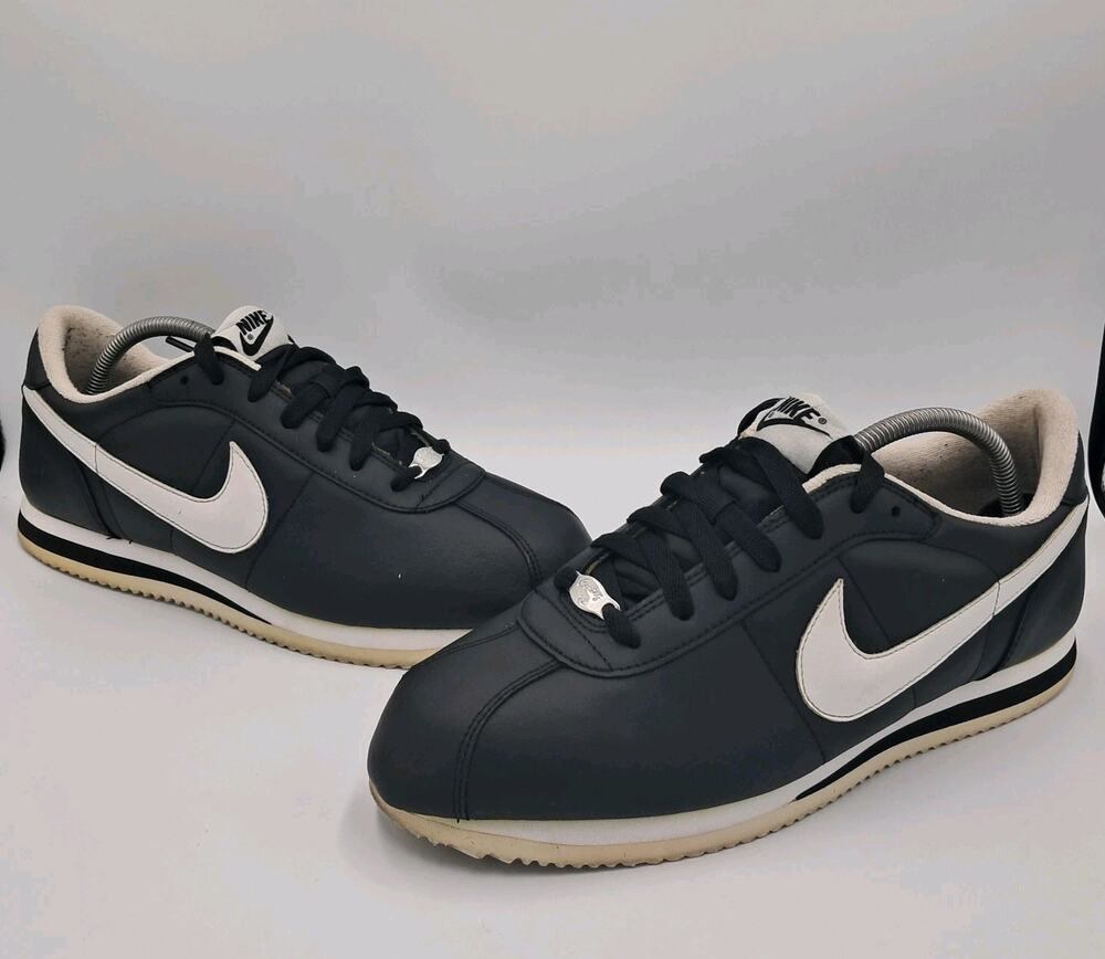 Size 10.5 - Vtg Nike Classic Cortez Basic Leather Black White - 316418-012